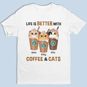 La vie est meilleure avec du café et un bébé en fourrure - T-shirt, sweat à capuche et sweat-shirt unisexe personnalisé pour chien et chat - Cadeau pour les propriétaires et les amoureux des animaux
