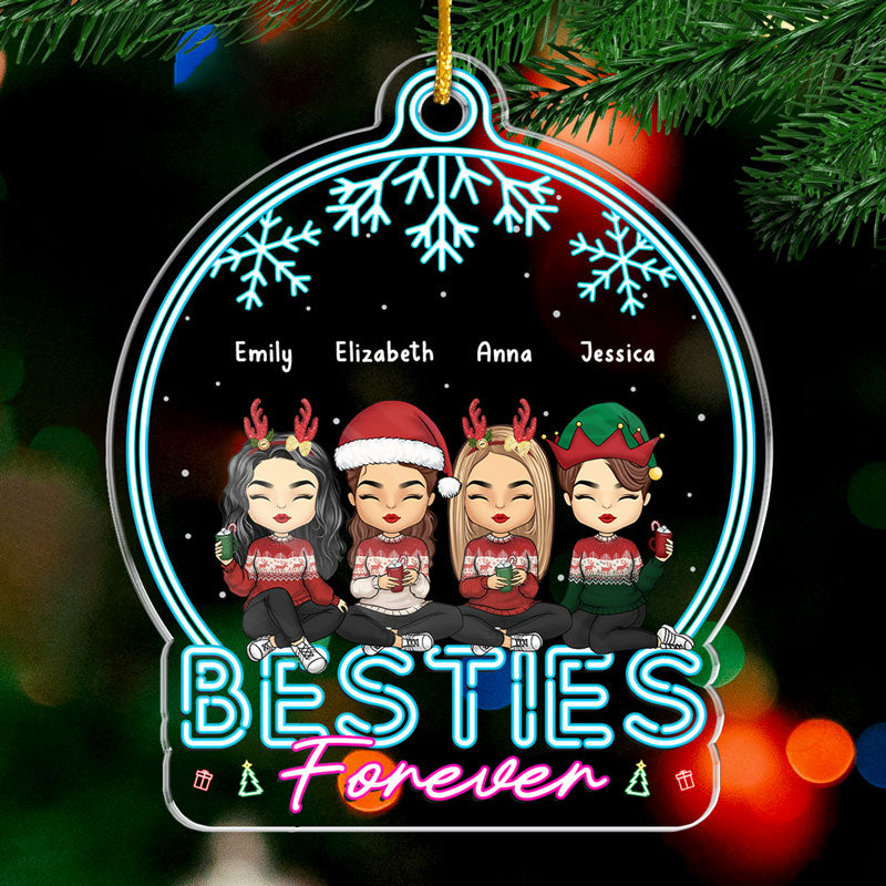 Frères et sœurs pour toujours - Décoration personnalisée pour la famille - Boule à neige en acrylique - Cadeau de Noël pour les membres de la famille, les meilleurs amis, les meilleures amies et les sœurs