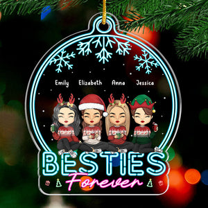 Frères et sœurs pour toujours - Décoration personnalisée pour la famille - Boule à neige en acrylique - Cadeau de Noël pour les membres de la famille, les meilleurs amis, les meilleures amies et les sœurs