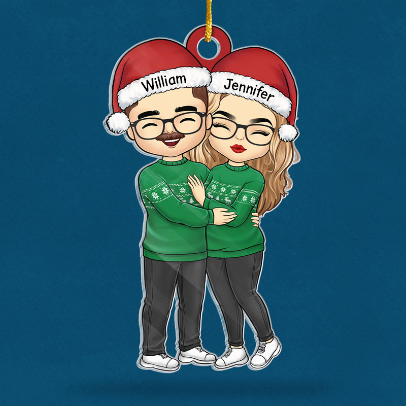 Bébé, il fait froid dehors - Ornement personnalisé pour couple - Forme personnalisée en acrylique - Cadeau de Noël pour mari et femme, anniversaire