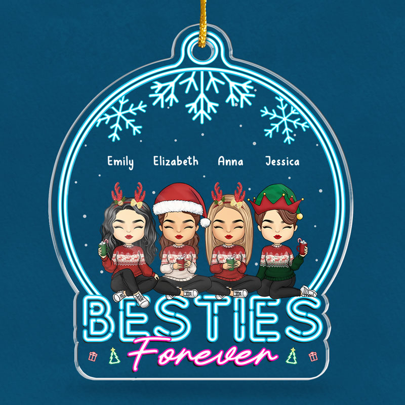 Frères et sœurs pour toujours - Décoration personnalisée pour la famille - Boule à neige en acrylique - Cadeau de Noël pour les membres de la famille, les meilleurs amis, les meilleures amies et les sœurs