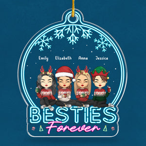 Frères et sœurs pour toujours - Décoration personnalisée pour la famille - Boule à neige en acrylique - Cadeau de Noël pour les membres de la famille, les meilleurs amis, les meilleures amies et les sœurs