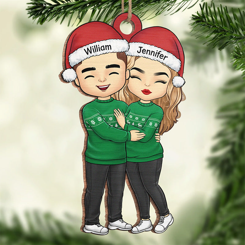 Bébé, il fait froid dehors - Ornement personnalisé pour couple - Forme personnalisée en acrylique - Cadeau de Noël pour mari et femme, anniversaire