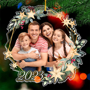 Photo personnalisée Moments merveilleux - Ornement personnalisé pour la famille - Forme personnalisée en acrylique - Cadeau de Noël pour les membres de la famille