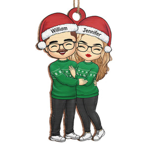 Bébé, il fait froid dehors - Ornement personnalisé pour couple - Forme personnalisée en acrylique - Cadeau de Noël pour mari et femme, anniversaire