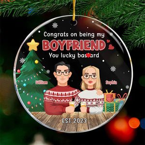 Heureux de t'avoir à Noël - Ornement personnalisé pour couple - Forme ronde en acrylique - Cadeau de Noël pour mari et femme, anniversaire