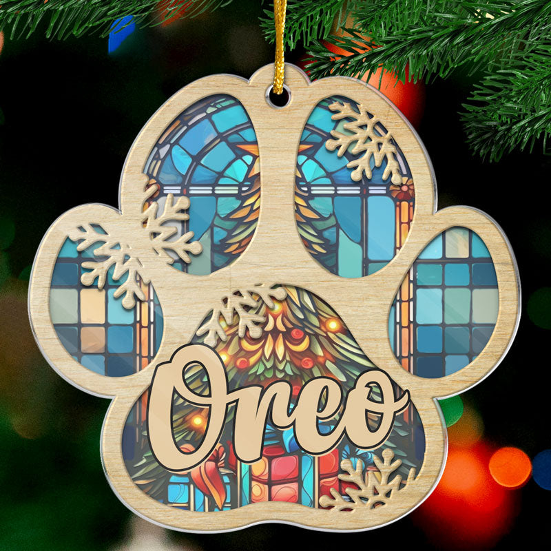 Meowy Woofmas - Décoration personnalisée pour chien et chat - Patte en acrylique - Cadeau de Noël, souvenir de condoléances pour les propriétaires et les amoureux des animaux