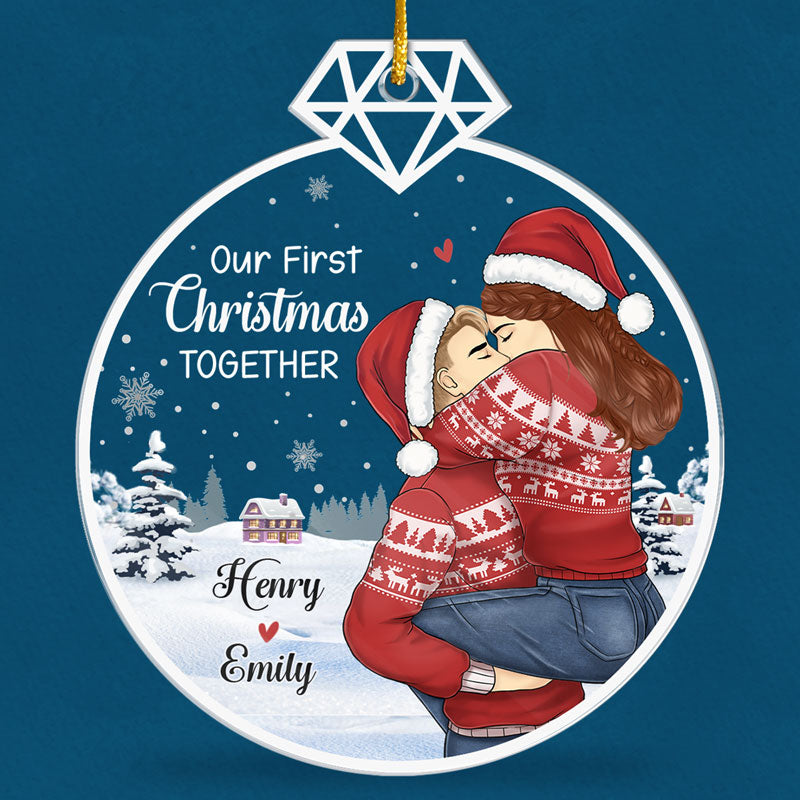 Notre premier Noël marié - Ornement personnalisé personnalisé pour couple - Forme personnalisée en acrylique - Cadeau de Noël pour mari et femme, anniversaire