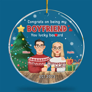 Heureux de t'avoir à Noël - Ornement personnalisé pour couple - Forme ronde en acrylique - Cadeau de Noël pour mari et femme, anniversaire