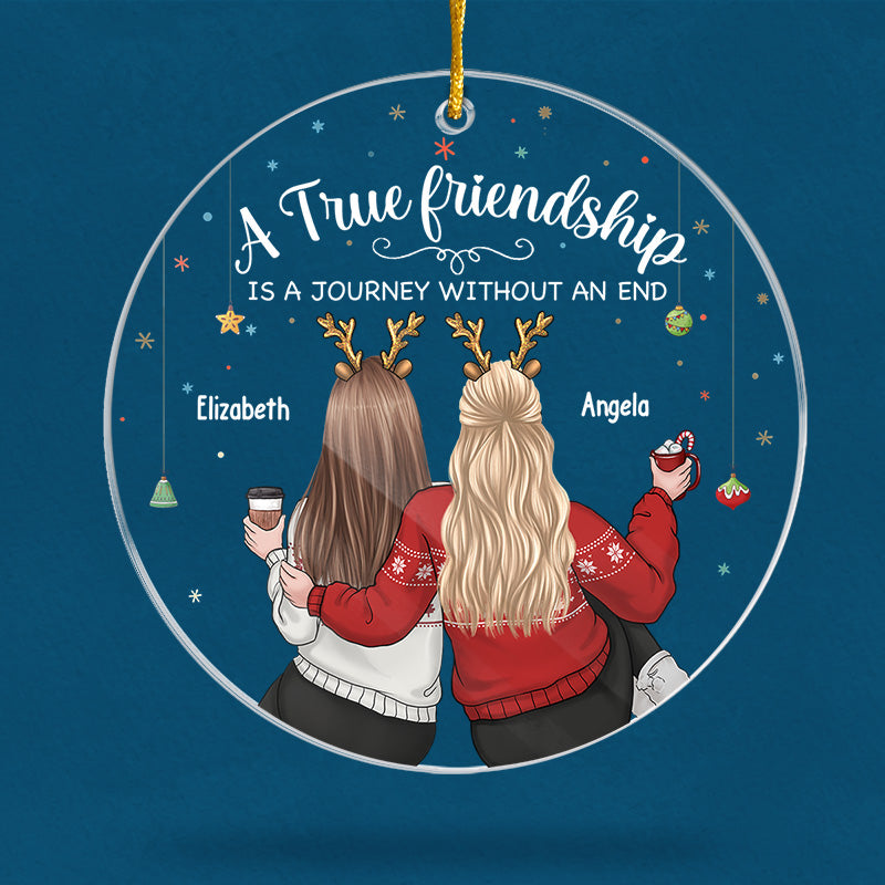 Une véritable amitié - Décoration personnalisée pour meilleure amie - Forme ronde en acrylique - Cadeau de Noël pour meilleures amies, meilleures amies, sœurs